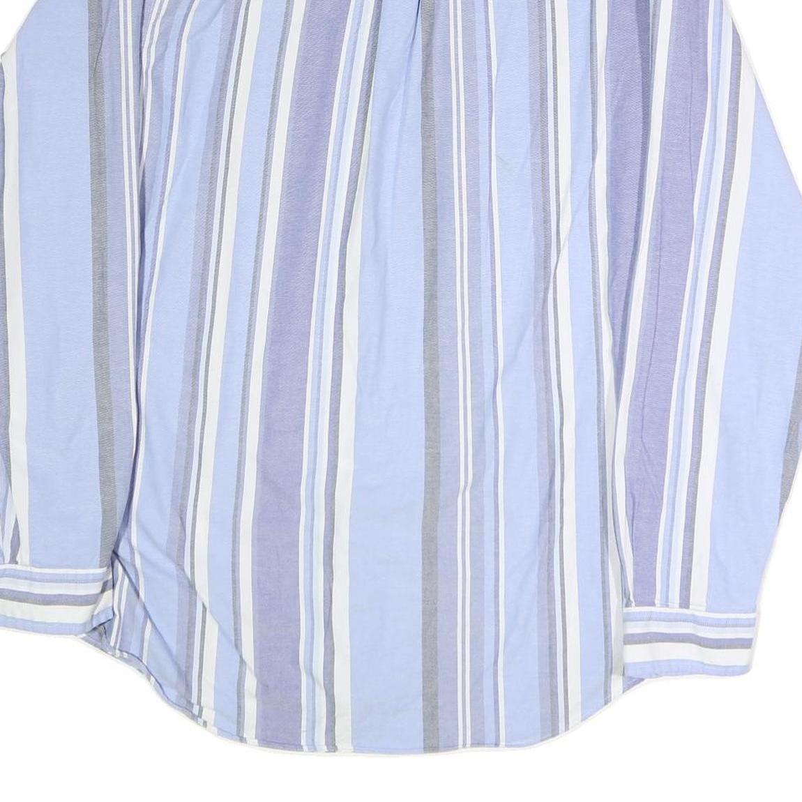 POLO RALPH LAUREN Mens Blue & Grey Striped Shirt XL Classic Button-Down Cotton