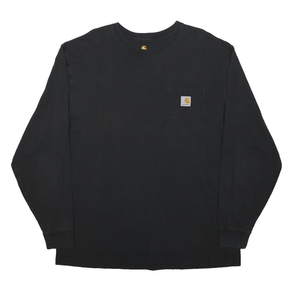 CARHARTT Mens Black Casual Long Sleeve Crew Neck T-Shirt Pocket L