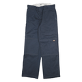 DICKIES Mens Cotton Blend Navy Loose Fit Straight Trousers W33 L32 Workwear