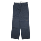 DICKIES Mens Cotton Blend Navy Loose Fit Straight Trousers W33 L32 Workwear