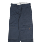 DICKIES Mens Cotton Blend Navy Loose Fit Straight Trousers W33 L32 Workwear