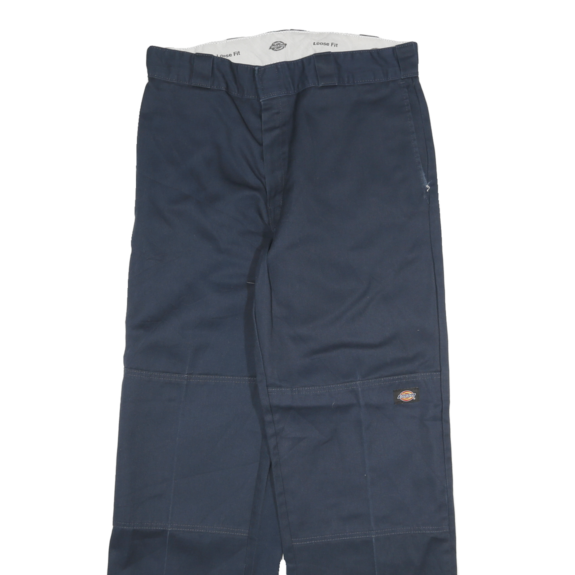DICKIES Mens Cotton Blend Navy Loose Fit Straight Trousers W33 L32 Workwear
