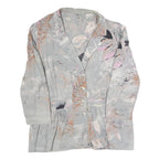 Womens Grey Printed Blouse Long Sleeve Collared XL Lightweight Elegant