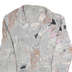 Womens Grey Printed Blouse Long Sleeve Collared XL Lightweight Elegant