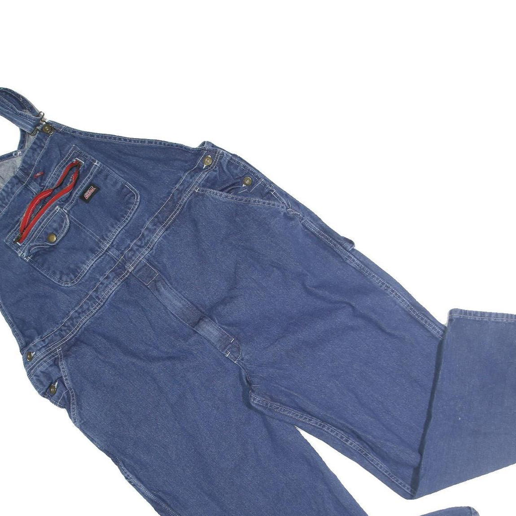 DICKIES Mens Blue Denim Dungarees Relaxed Cotton Blend L W44 L30 Workwear