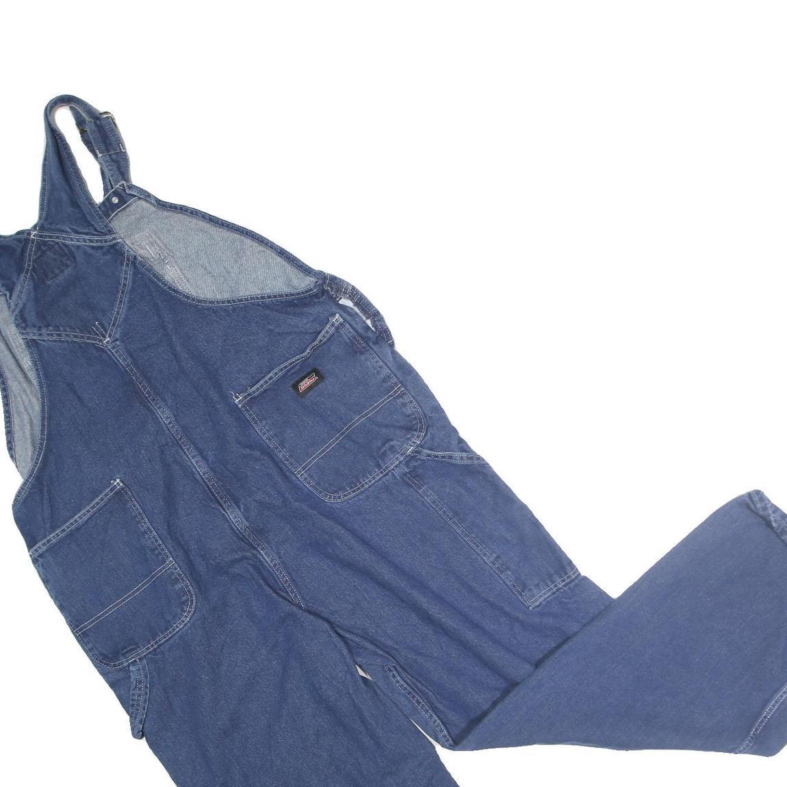 DICKIES Mens Blue Denim Dungarees Relaxed Cotton Blend L W44 L30 Workwear