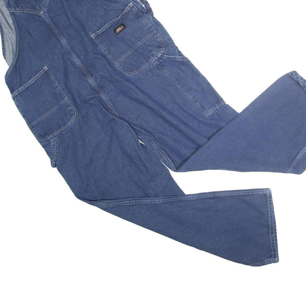 DICKIES Mens Blue Denim Dungarees Relaxed Cotton Blend L W44 L30 Workwear