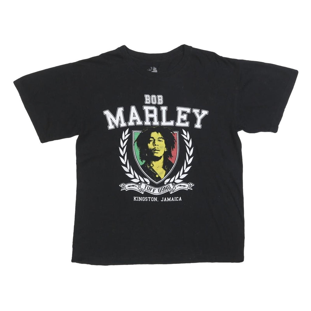 ZION Mens Black Bob Marley Graphic T-Shirt M Short Sleeve Crew Neck Cotton Blend