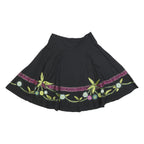 PHASE EIGHT Womens Black Floral Swing Knee Length Skirt Cotton Woven UK 14