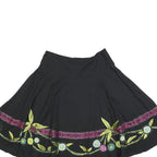PHASE EIGHT Womens Black Floral Swing Knee Length Skirt Cotton Woven UK 14