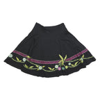 PHASE EIGHT Womens Black Floral Swing Knee Length Skirt Cotton Woven UK 14