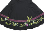 PHASE EIGHT Womens Black Floral Swing Knee Length Skirt Cotton Woven UK 14