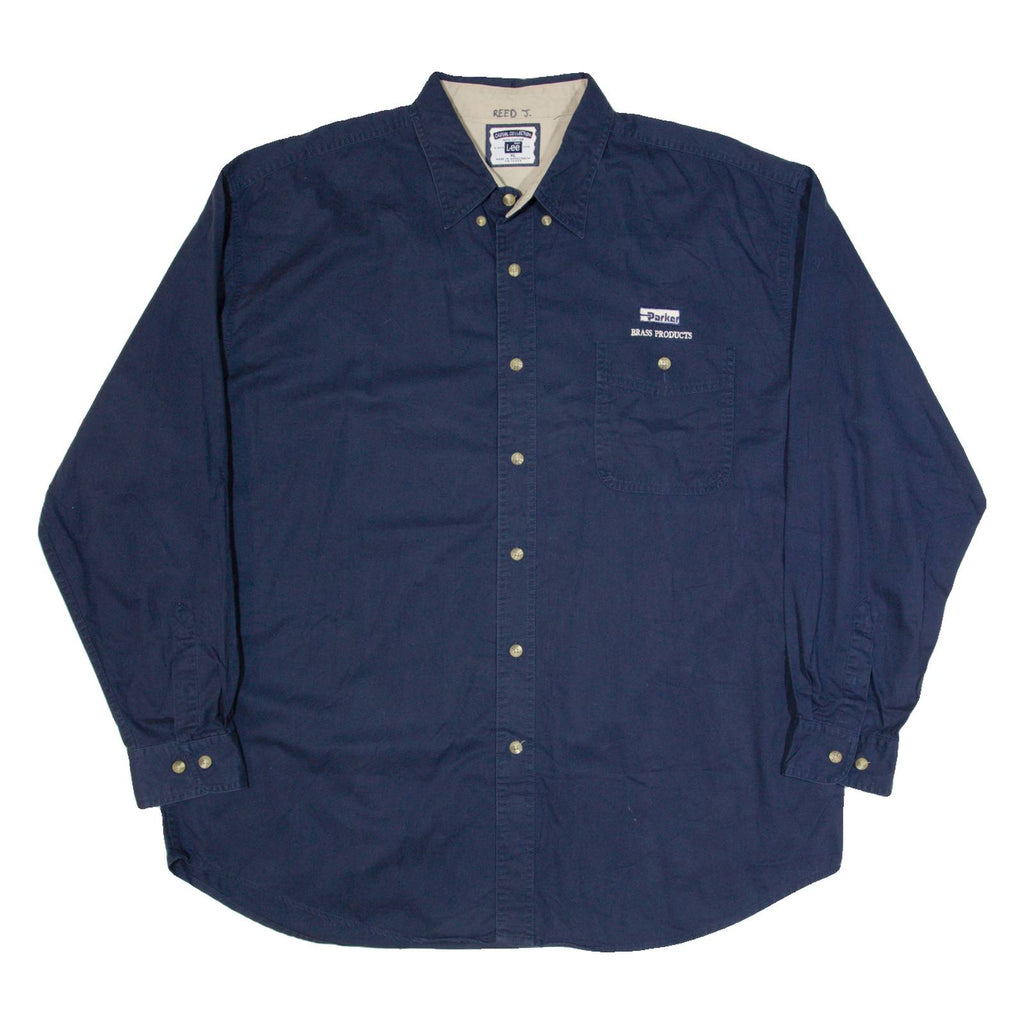 LEE Mens Worker Shirt Blue 90s Long Sleeve XL