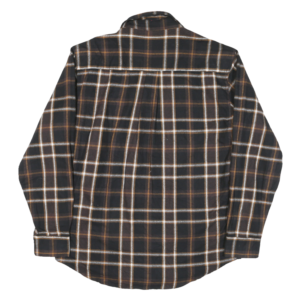 SMITHS Mens Black & Brown Check Shirt M Cotton Blend Casual Button Front