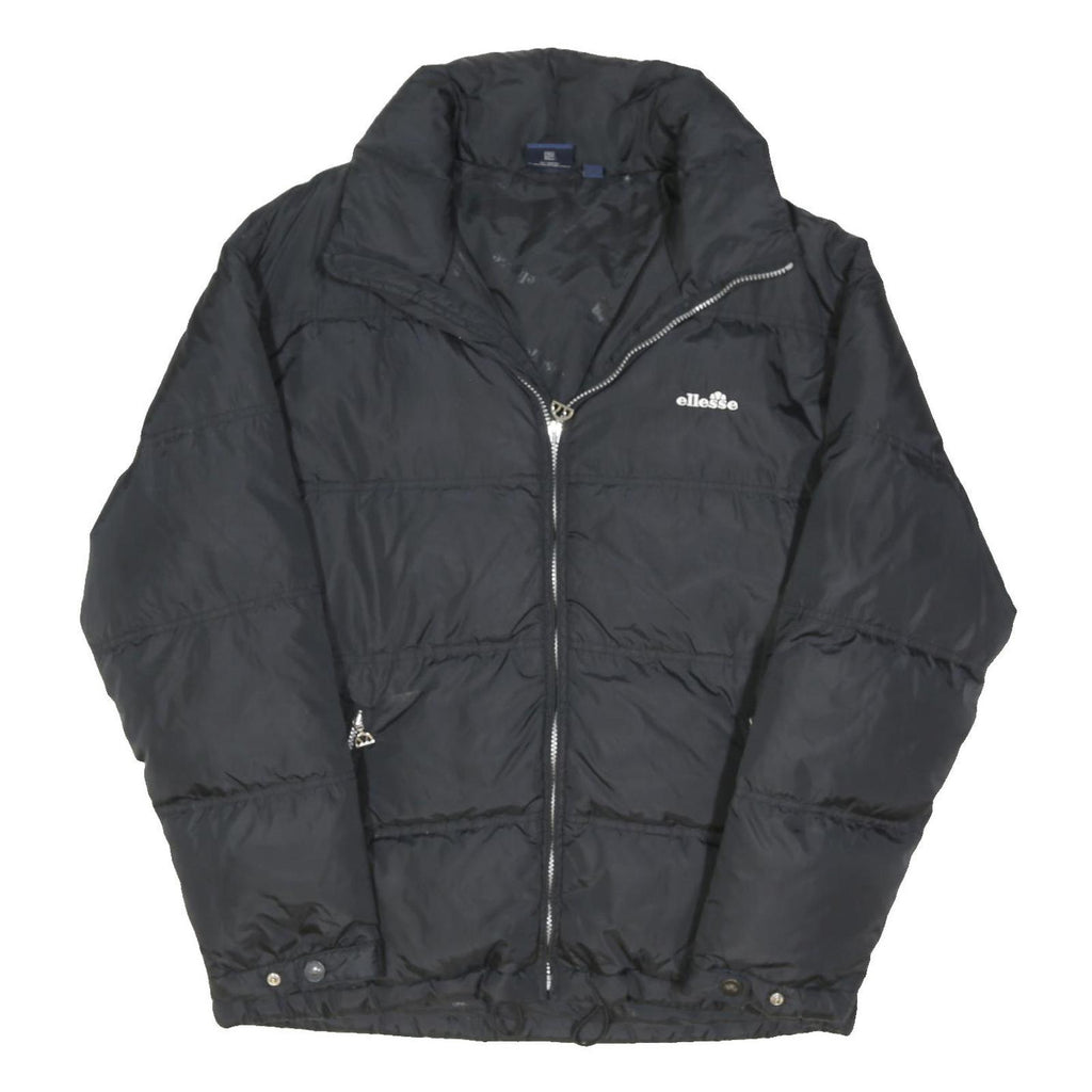ELLESSE Mens Black Sportswear Jacket S Polyester Blend Plain Zip Warm Padded