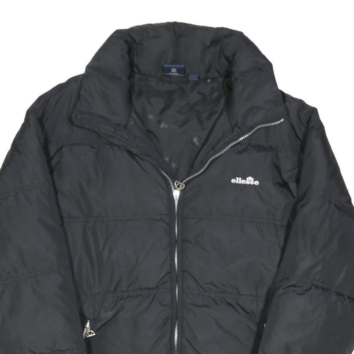 ELLESSE Mens Black Sportswear Jacket S Polyester Blend Plain Zip Warm Padded