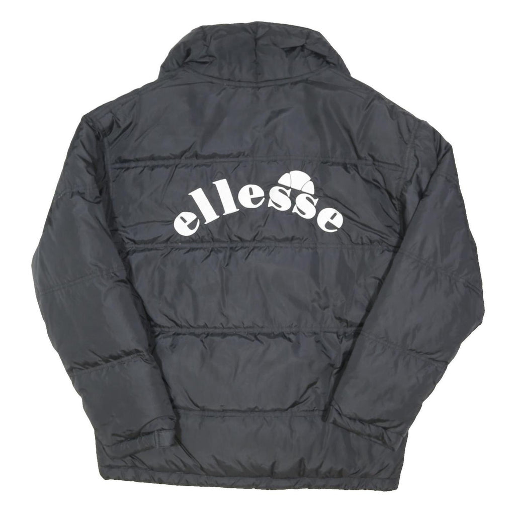 ELLESSE Mens Black Sportswear Jacket S Polyester Blend Plain Zip Warm Padded