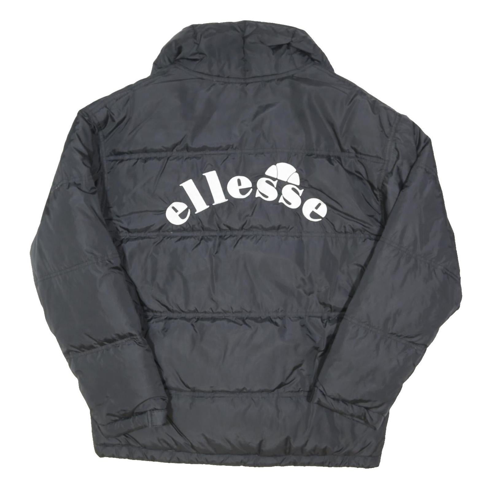 ELLESSE Mens Black Sportswear Jacket S Polyester Blend Plain Zip Warm Padded