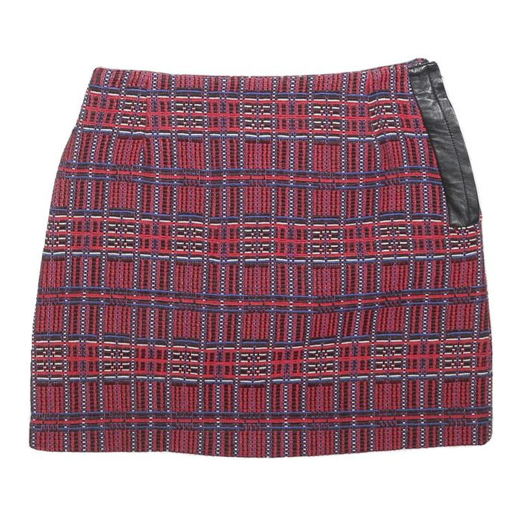 CLAUDIE PIERLOT Womens Red Mini Cotton Blend Skirt S Plaid Pattern Zip Closure