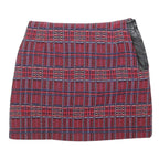 CLAUDIE PIERLOT Womens Red Mini Cotton Blend Skirt S Plaid Pattern Zip Closure
