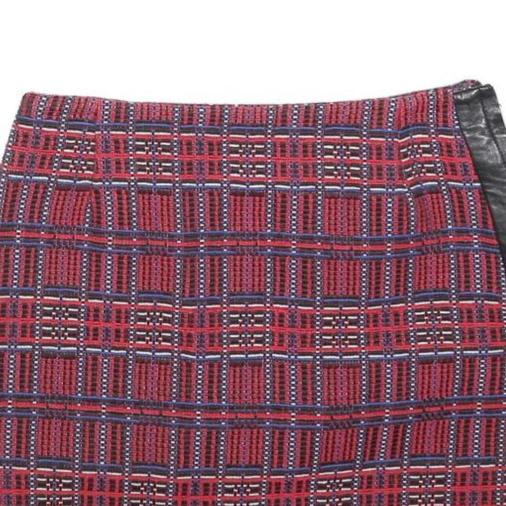 CLAUDIE PIERLOT Womens Red Mini Cotton Blend Skirt S Plaid Pattern Zip Closure