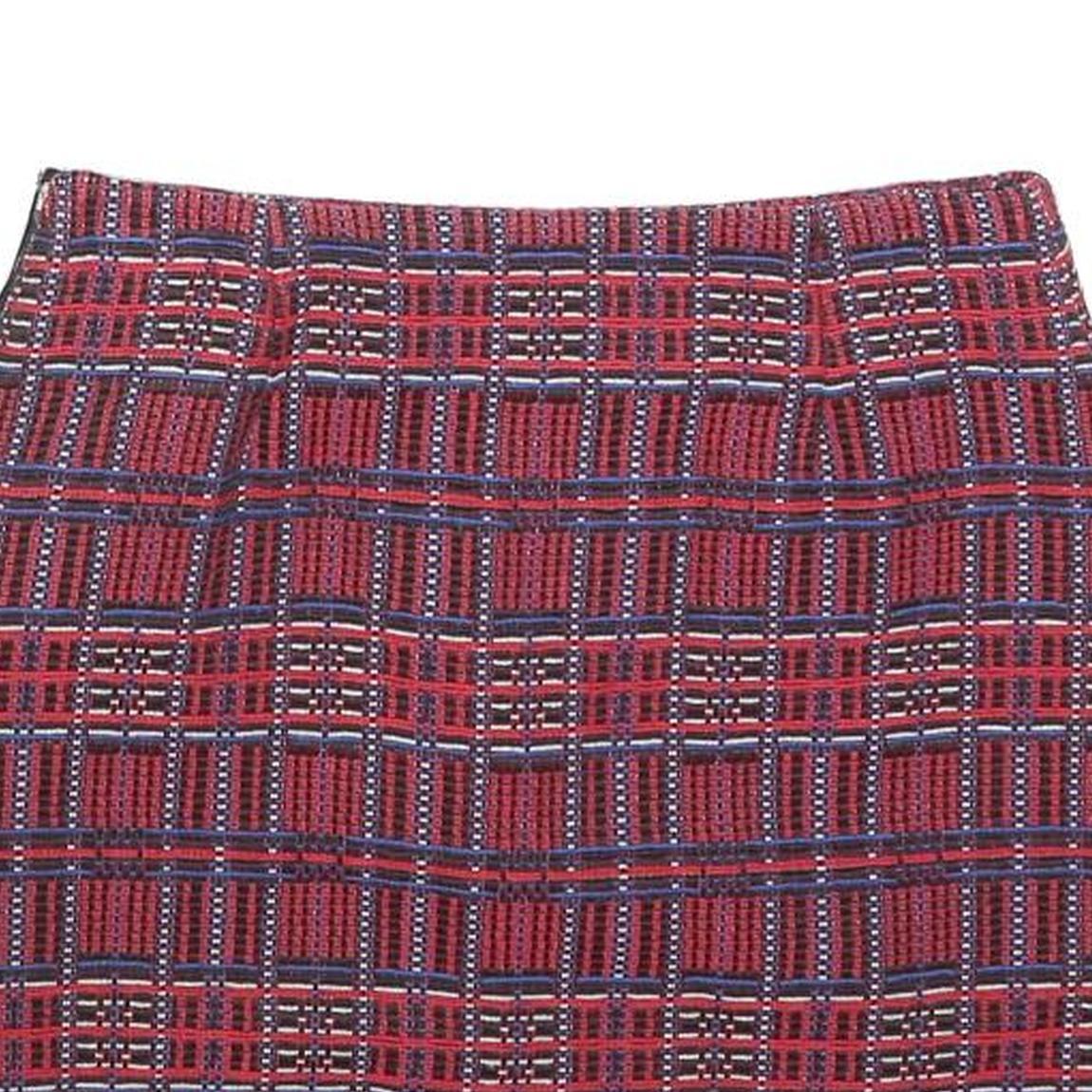 CLAUDIE PIERLOT Womens Red Mini Cotton Blend Skirt S Plaid Pattern Zip Closure