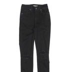 LEVI'S 721 Womens Jeans Black Slim Skinny Denim W24 L30 Distressed Ripped