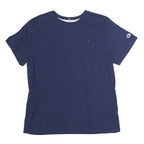 CHAMPION Mens Navy Blue Cotton T-Shirt L Short Sleeve Crew Neck Classic Logo
