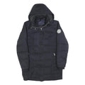 JACK WILLS Womens Navy Blue Puffer Jacket UK 12 Cotton Blend Hooded Zip