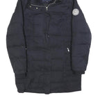JACK WILLS Womens Navy Blue Puffer Jacket UK 12 Cotton Blend Hooded Zip