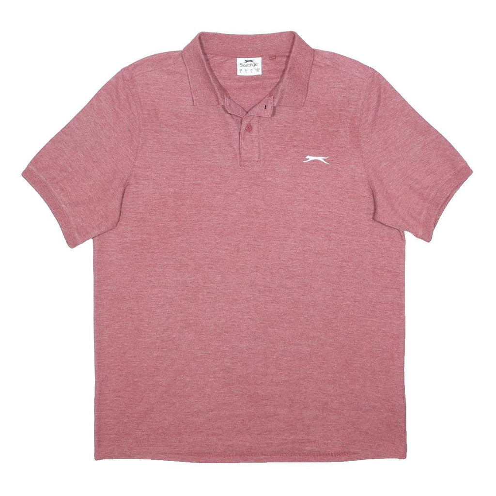 SLAZENGER Mens Pink Short Sleeve Plain Polo Shirt L Casual Sports Style
