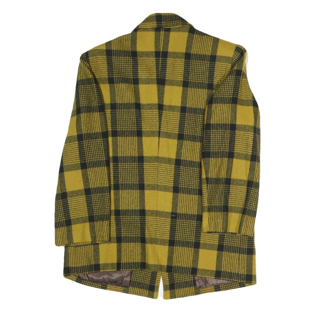 Womens Yellow & Black Check Jacket L Polyester Blend Button Closure Tailored