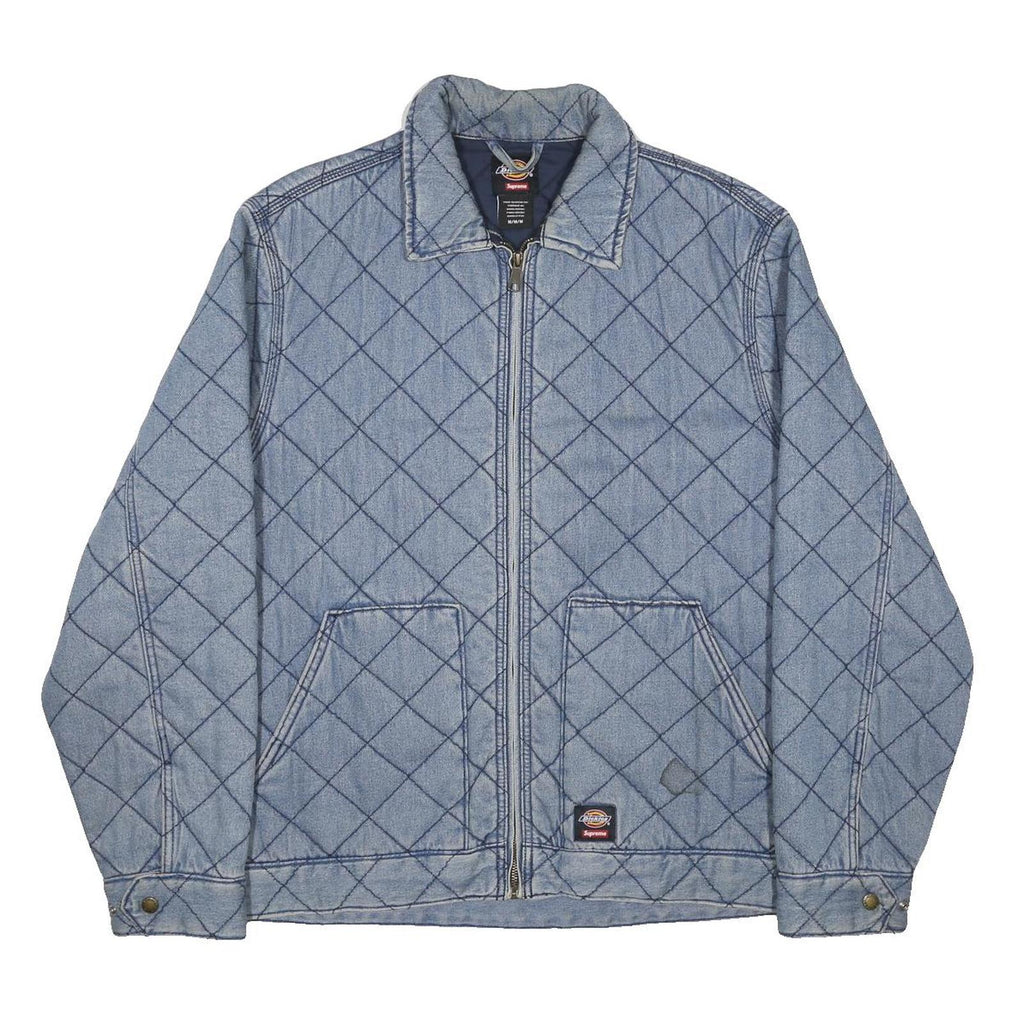 SUPREME X DICKES Mens Blue Denim Blend Quilted Jacket M Zip Casual Streetwear