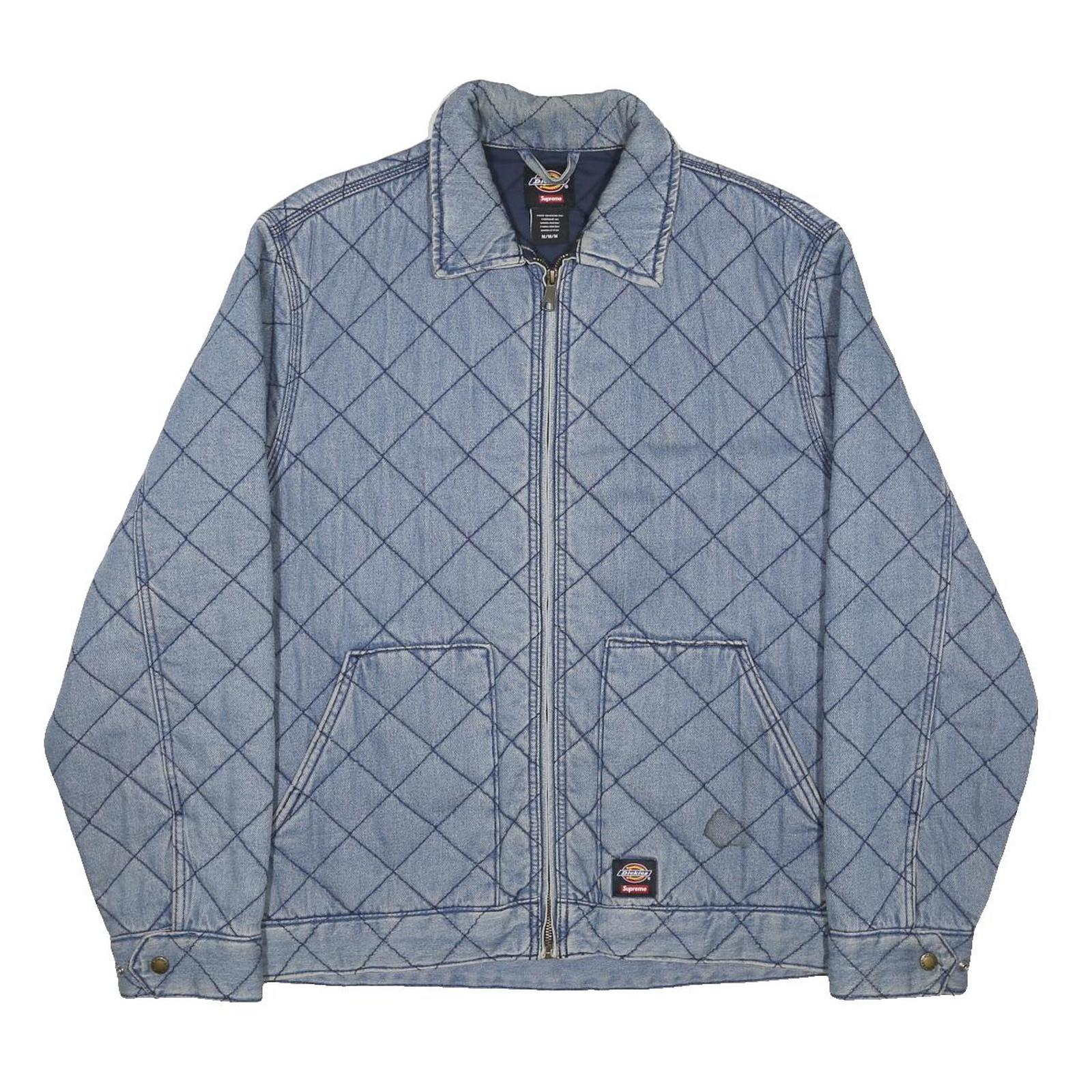 SUPREME X DICKES Mens Blue Denim Blend Quilted Jacket M Zip Casual Streetwear