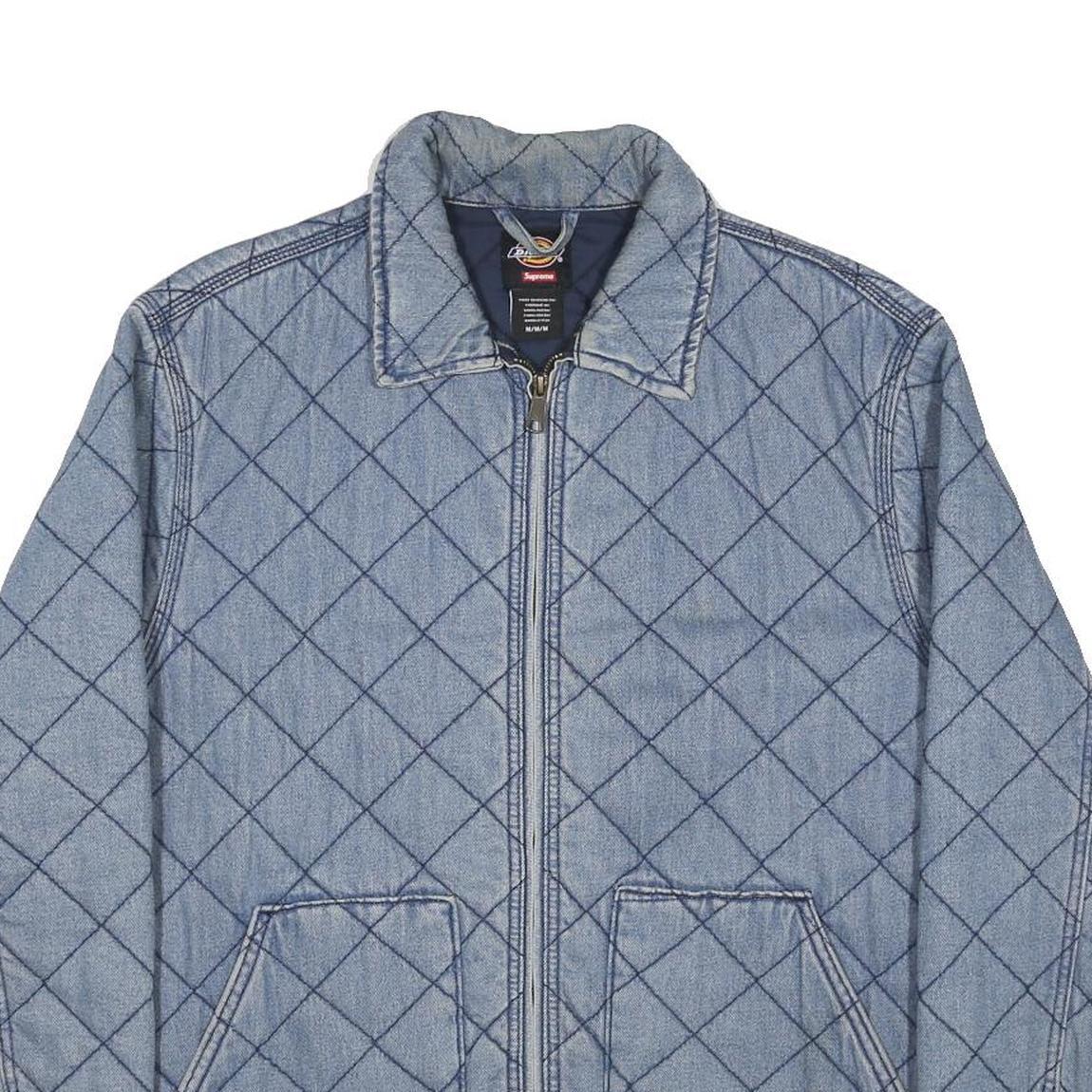 SUPREME X DICKES Mens Blue Denim Blend Quilted Jacket M Zip Casual Streetwear