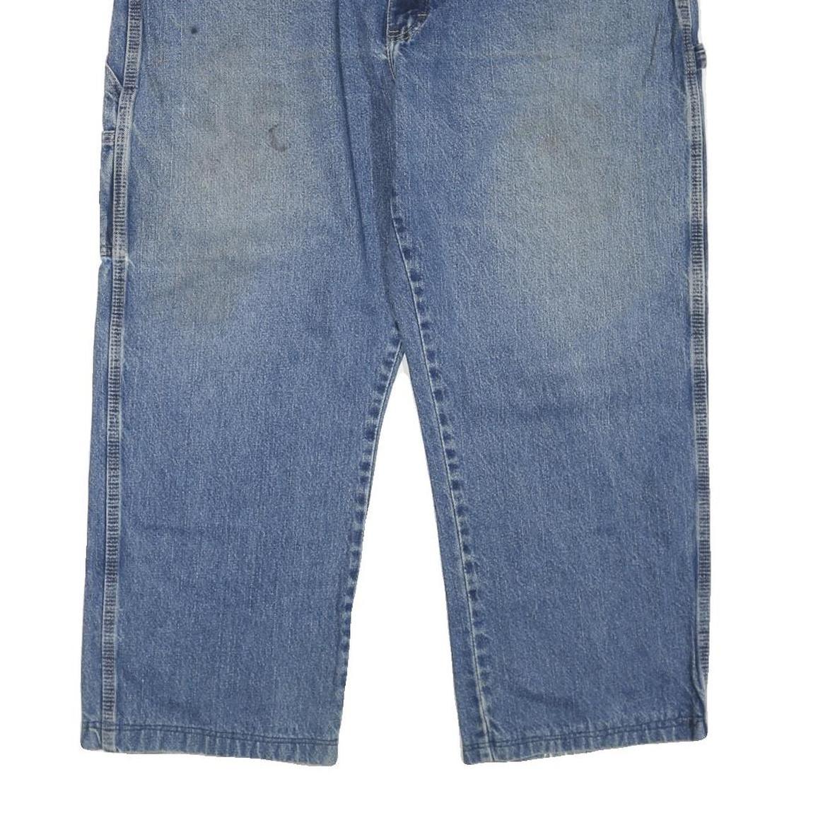 DICKIES Mens Regular Fit Blue Denim Jeans W46 L28 Workwear Cotton Blend Zip