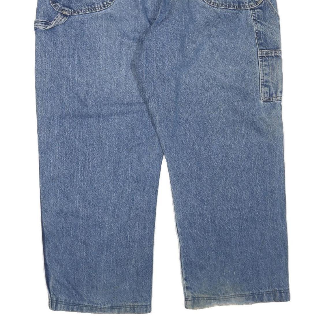 DICKIES Mens Regular Fit Blue Denim Jeans W46 L28 Workwear Cotton Blend Zip