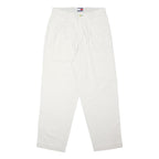 TOMMY HILFIGER Mens Cotton Blend White Loose Straight Trousers W30 L29 Casual