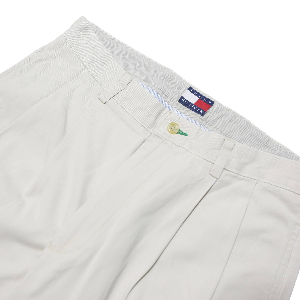 TOMMY HILFIGER Mens Cotton Blend White Loose Straight Trousers W30 L29 Casual