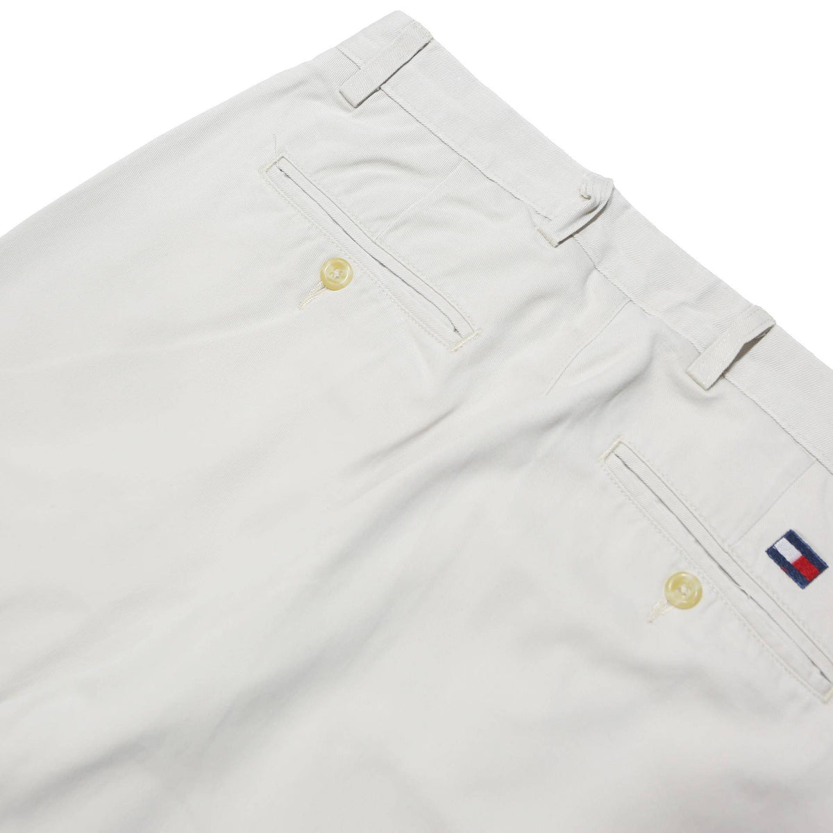 TOMMY HILFIGER Mens Cotton Blend White Loose Straight Trousers W30 L29 Casual