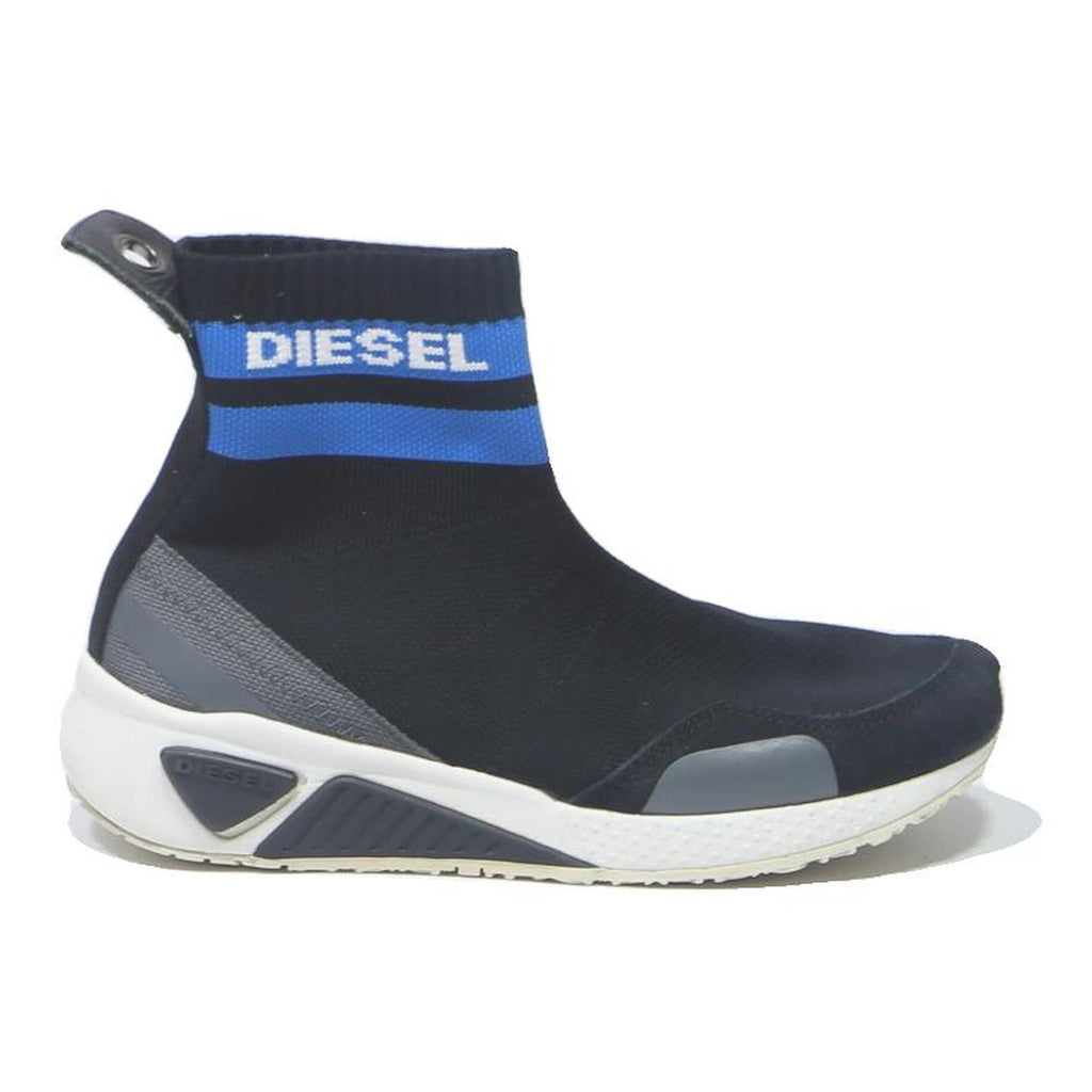 DIESEL Sock Sneakers Womens Ankle Boots Black & Blue Synthetic UK 4 Stylish