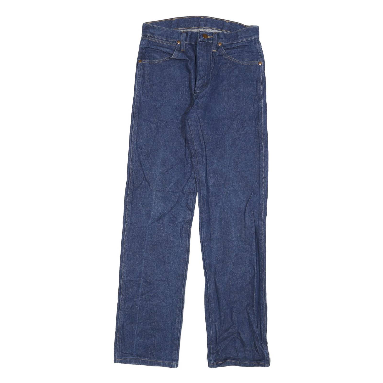 WRANGLER Mens Regular Fit Straight Cotton Denim Blue Jeans W28 L32 Zip Closure