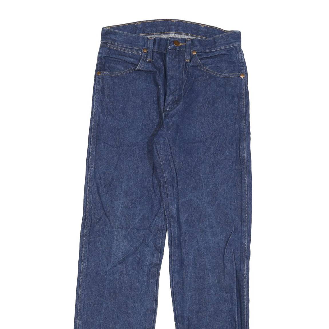 WRANGLER Mens Regular Fit Straight Cotton Denim Blue Jeans W28 L32 Zip Closure