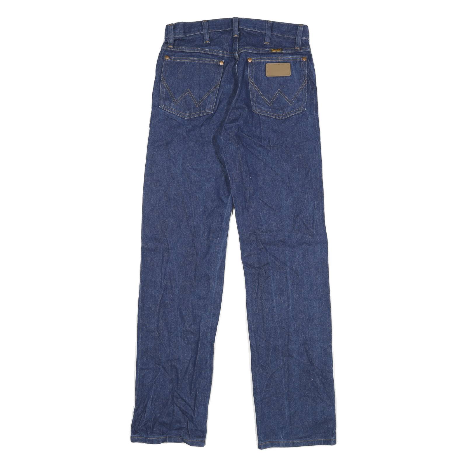 WRANGLER Mens Regular Fit Straight Cotton Denim Blue Jeans W28 L32 Zip Closure