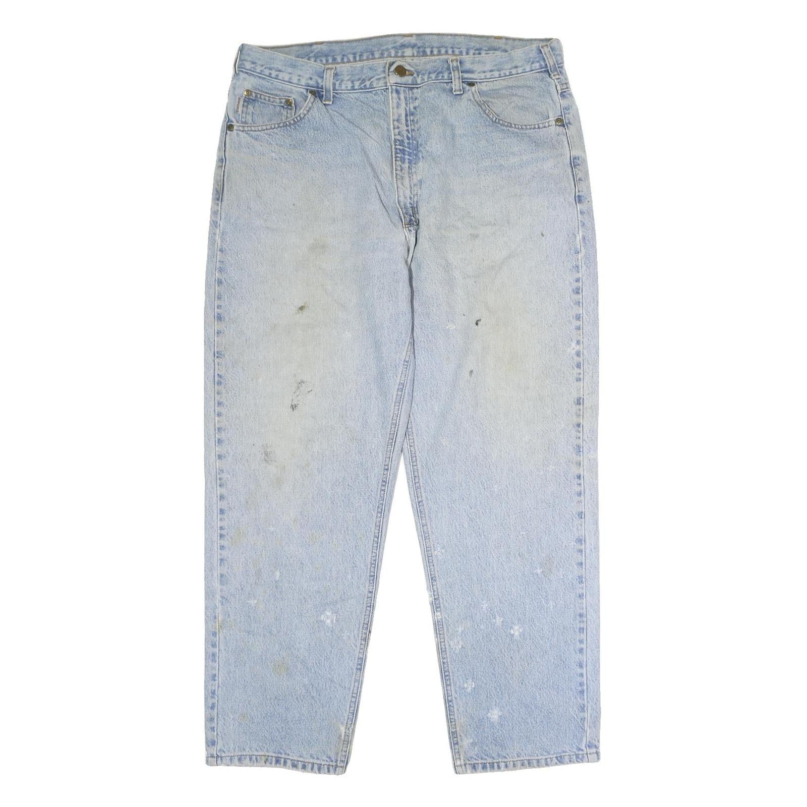 CARHARTT Mens Jeans Blue Regular Straight Denim Light W34 L29 Workwear