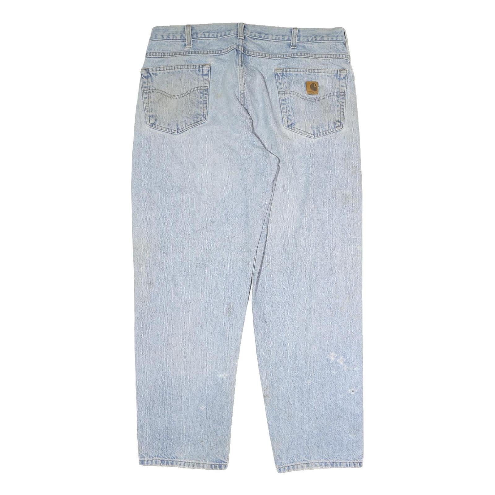 CARHARTT Mens Jeans Blue Regular Straight Denim Light W34 L29 Workwear