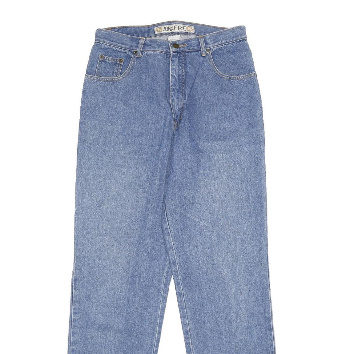 JOHN F GEE Womens Classic Blue Denim Jeans W28 L34 Zip Pocket Straight Fit