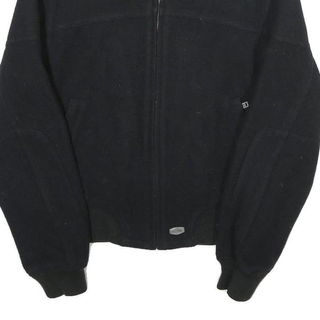 HARLEY DAVIDSON Mens Black Wool Blend Jacket XS Zip Bomber Classic Fit Logo
