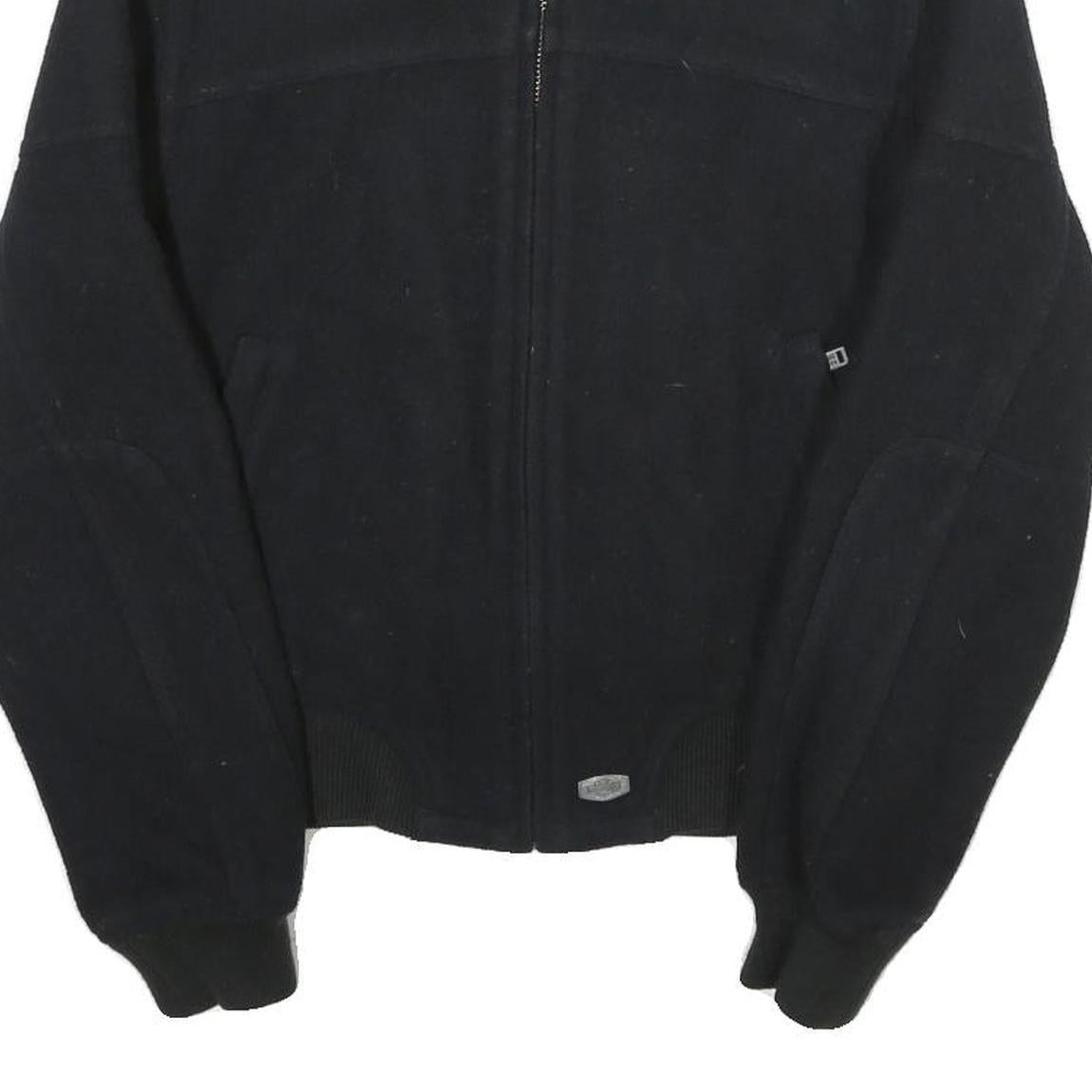 HARLEY DAVIDSON Mens Black Wool Blend Jacket XS Zip Bomber Classic Fit Logo