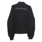 HARLEY DAVIDSON Mens Black Wool Blend Jacket XS Zip Bomber Classic Fit Logo